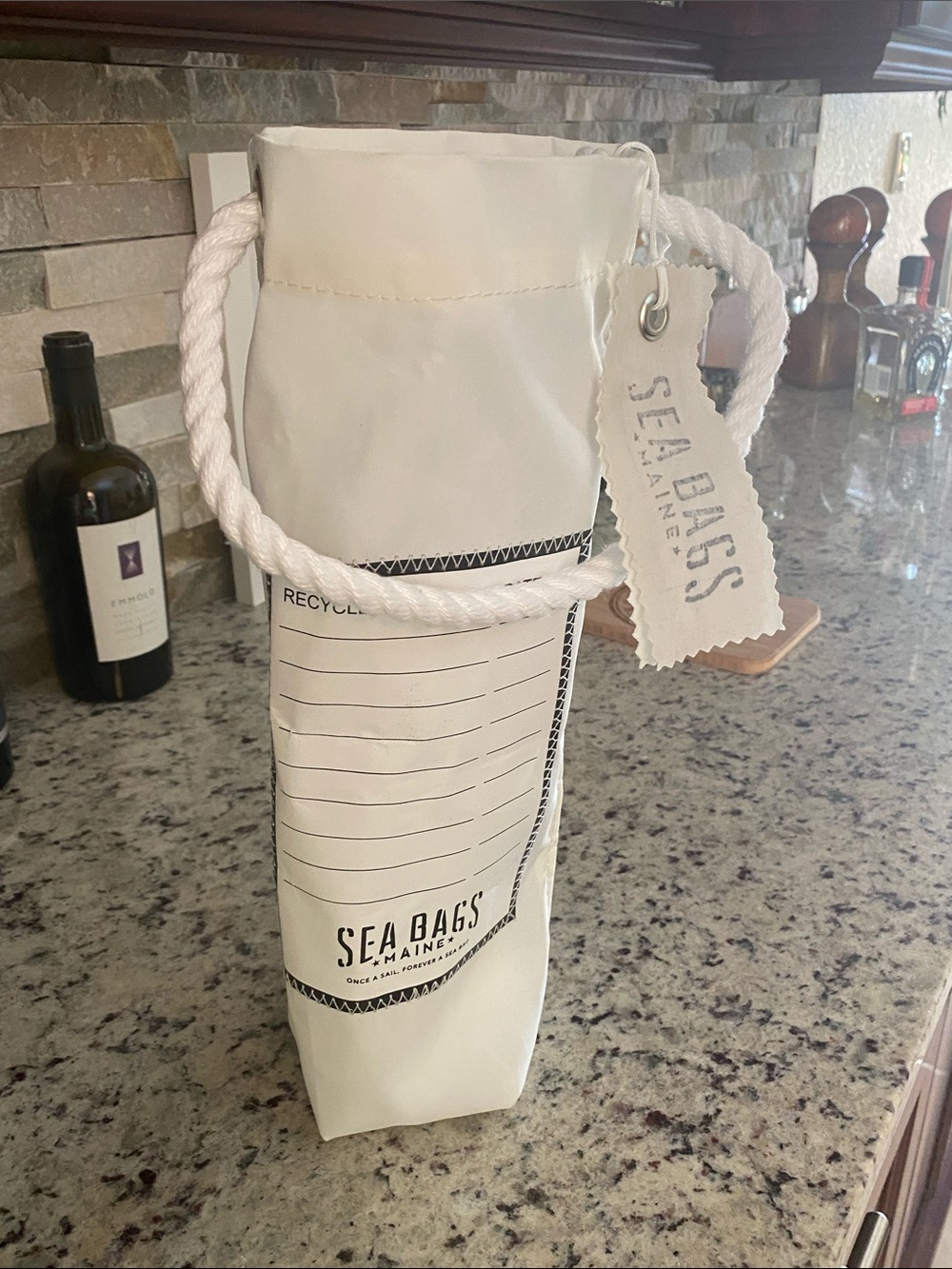 Sea Bags White Recycled Sail Bottle Tote